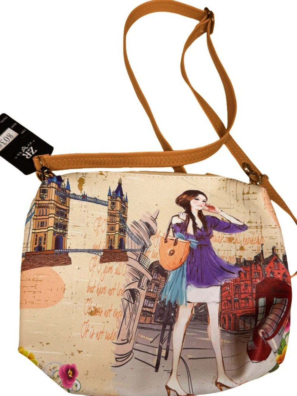 Zore Designer Purse NEW London Illustrated Crossbody Bag Graphic Print Purse Bag